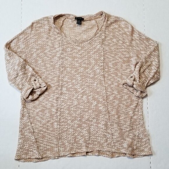 New Directions‎ Medium Tan & Cream knit blouse - Picture 1 of 10